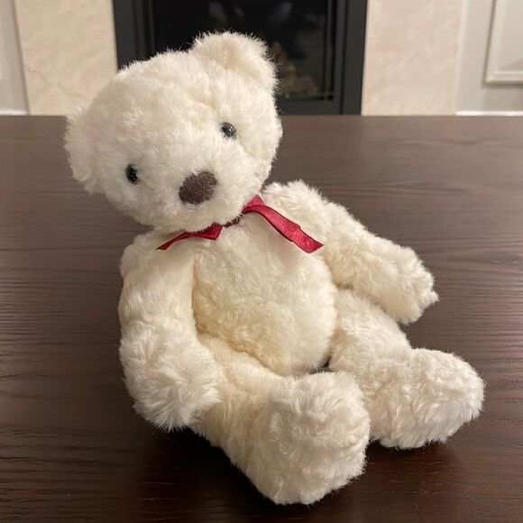 Russ Berrie Other - Russ Berrie Vintage White Plush Teddy Bear Schubert Red Bow Excellent Condition